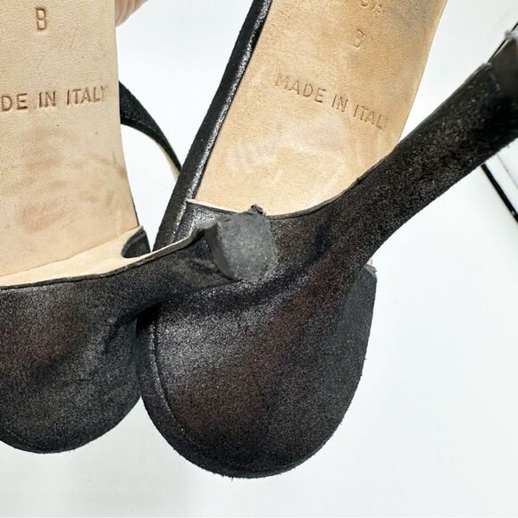 Kate Spade Metallic‎ Black Leather Slingback Stiletto Heels w/Bow Sz 9.5 B - Picture 11 of 12